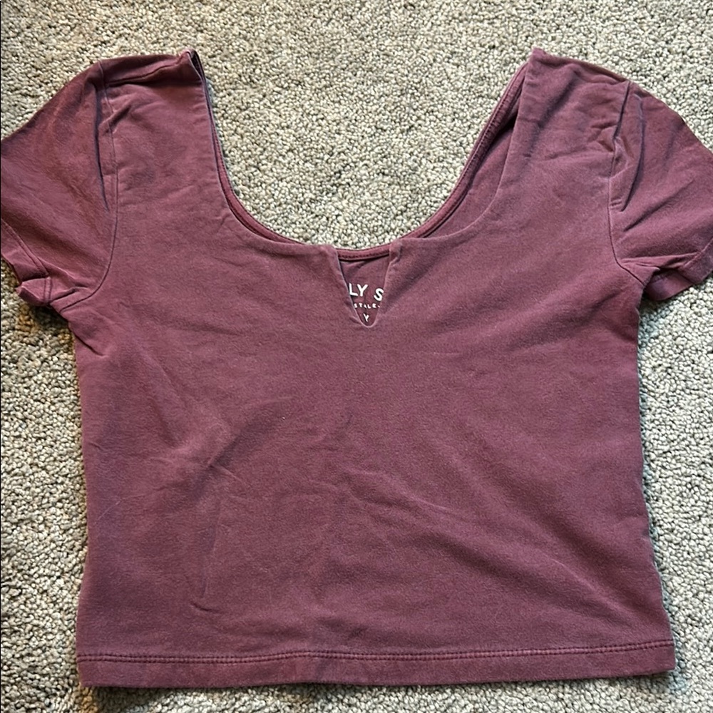 Aeropostale Purple Crop T-Shirt Short Sleeve Fitted